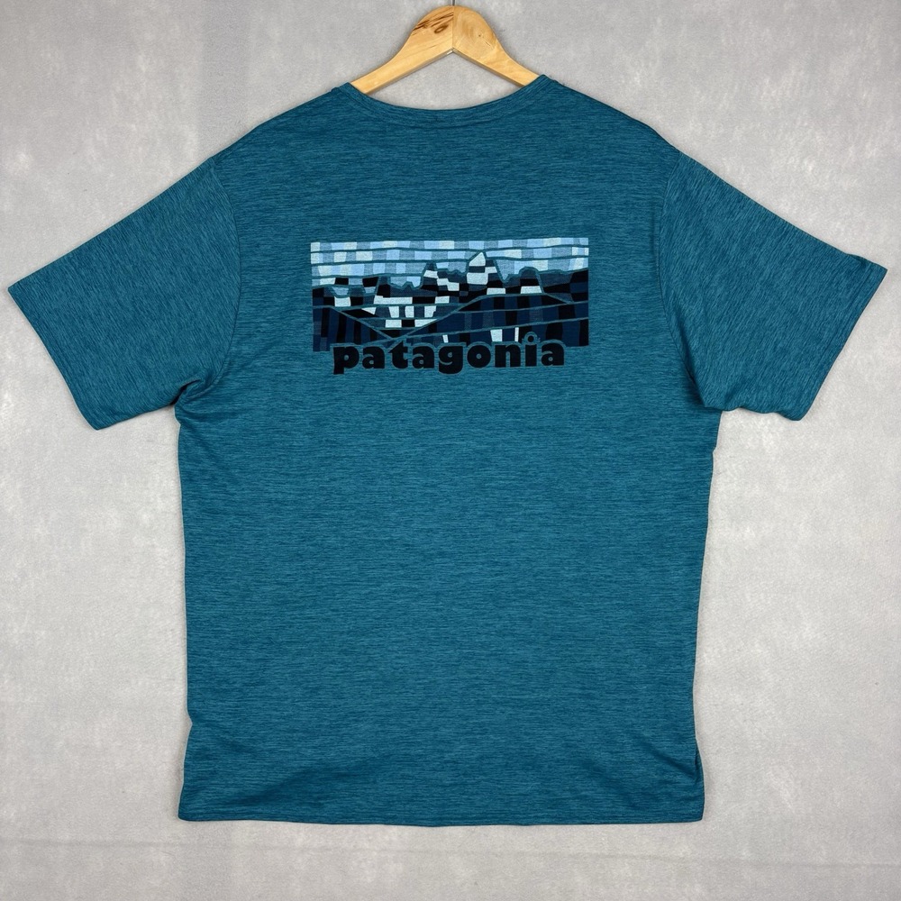 Patagonia Cool Daily Shirt Mens XL Blue Graphic Hiking Outdoor Trail Capilene